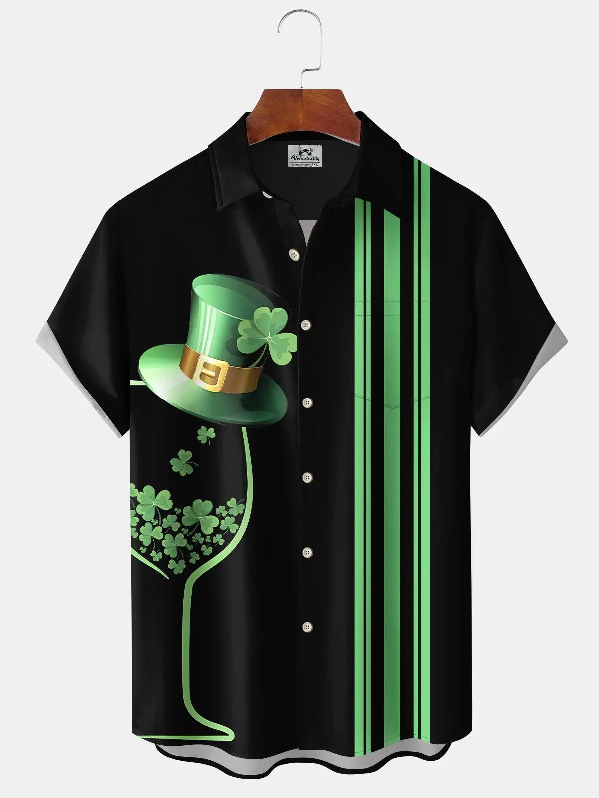 Hawaiian Shirt / Adults / S Holiday Vintage St. Patrick's Shamrock Cocktail Glass Bowling Hawaiian Shirt