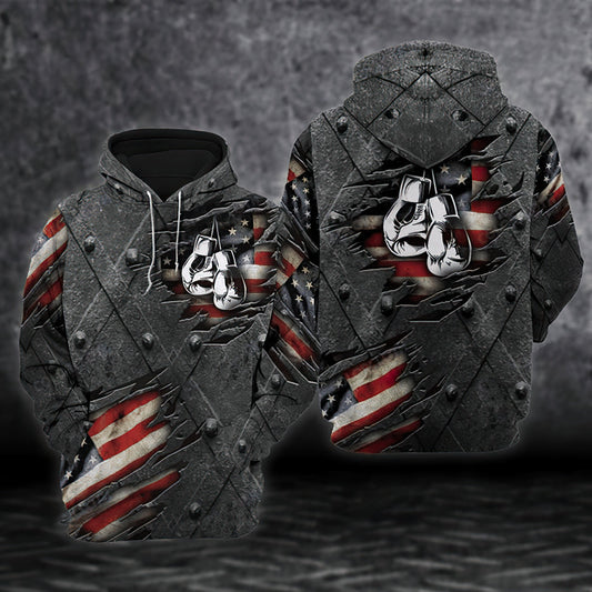 Boxing Usa Flag Pattern Art – 3D Hoodie
