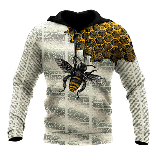 Bee Dictionary Page Vintage Art – 3D Hoodie