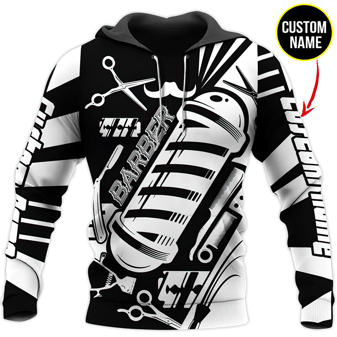 Barber Black Custom Art – 3D Hoodie