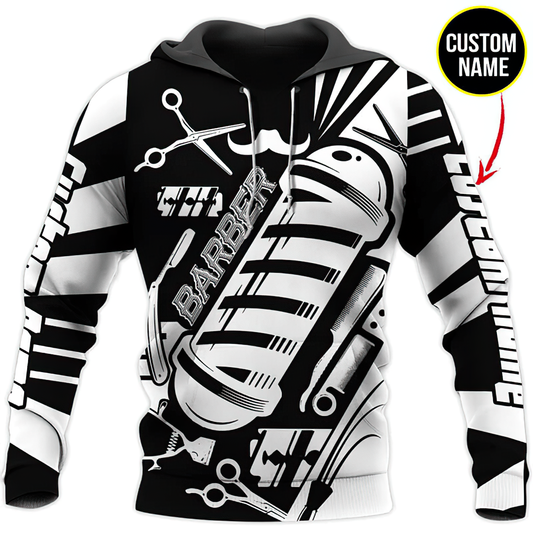 Barber Black Custom Art – 3D Hoodie