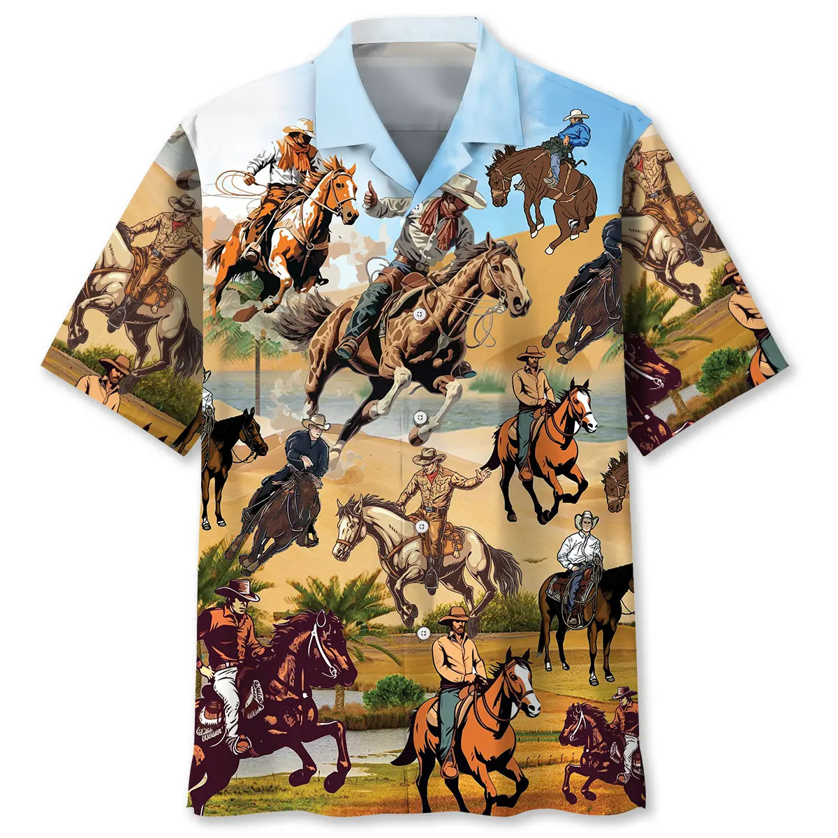 Hawaiian Shirt / Adults / S Horse Cowboy Hawaiian Shirt