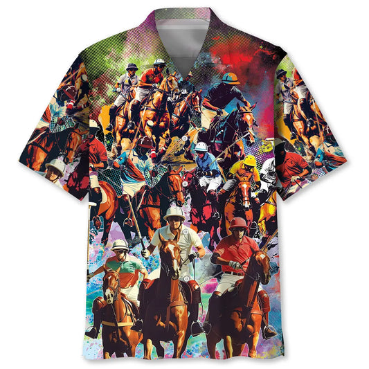 Hawaiian Shirt / Adults / S Horse Polo Sport Hawaiian Shirt