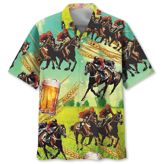 Hawaiian Shirt / Adults / S Horse Racing Beer Vintage Hawaiian Shirt