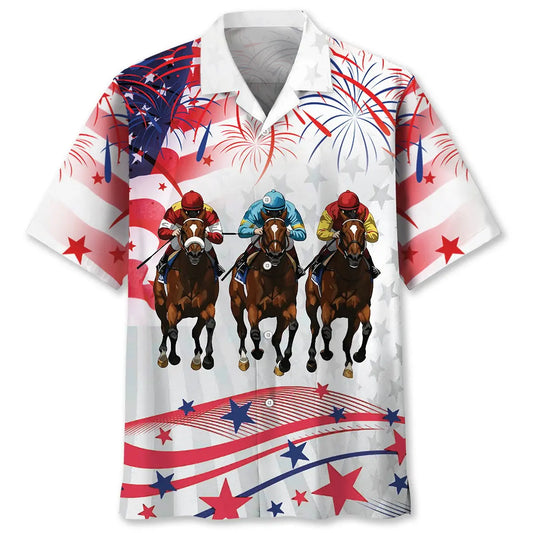 Hawaiian Shirt / Adults / S Horse Racing Festive Hawaiian Shirt
