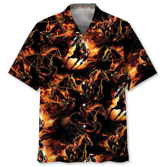 Hawaiian Shirt / Adults / S Horse Racing Fire Hawaiian Shirt
