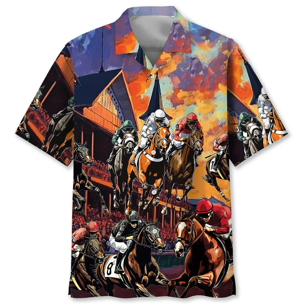 Hawaiian Shirt / Adults / S Horse Racing Racecourse Sunset Hawaiian Shirt