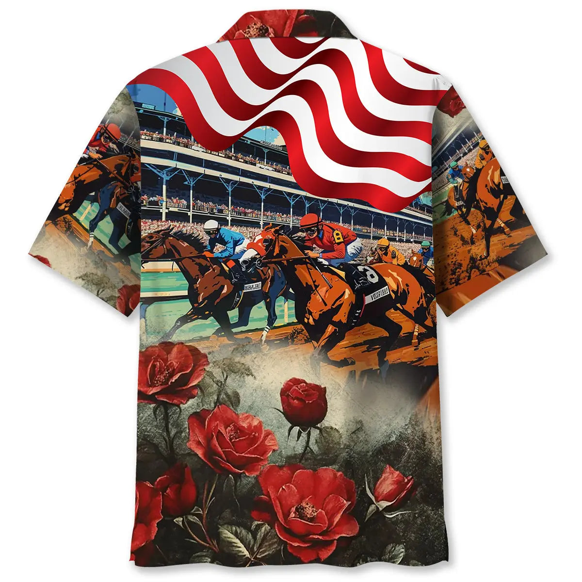 Horse Racing USA Rose Hawaiian Shirt