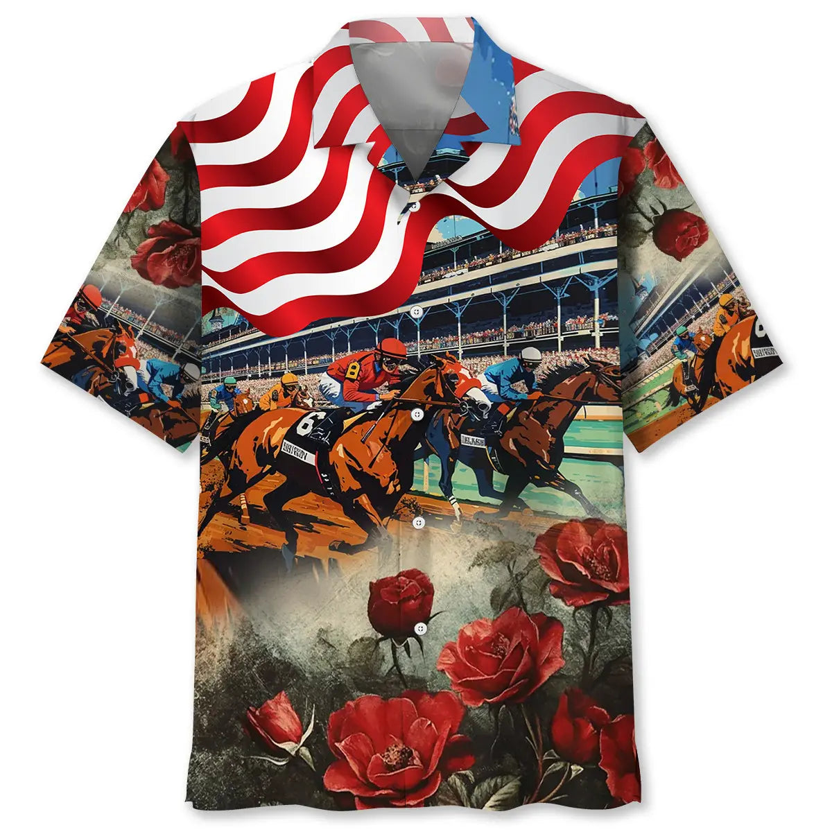 Hawaiian Shirt / Adults / S Horse Racing USA Rose Hawaiian Shirt