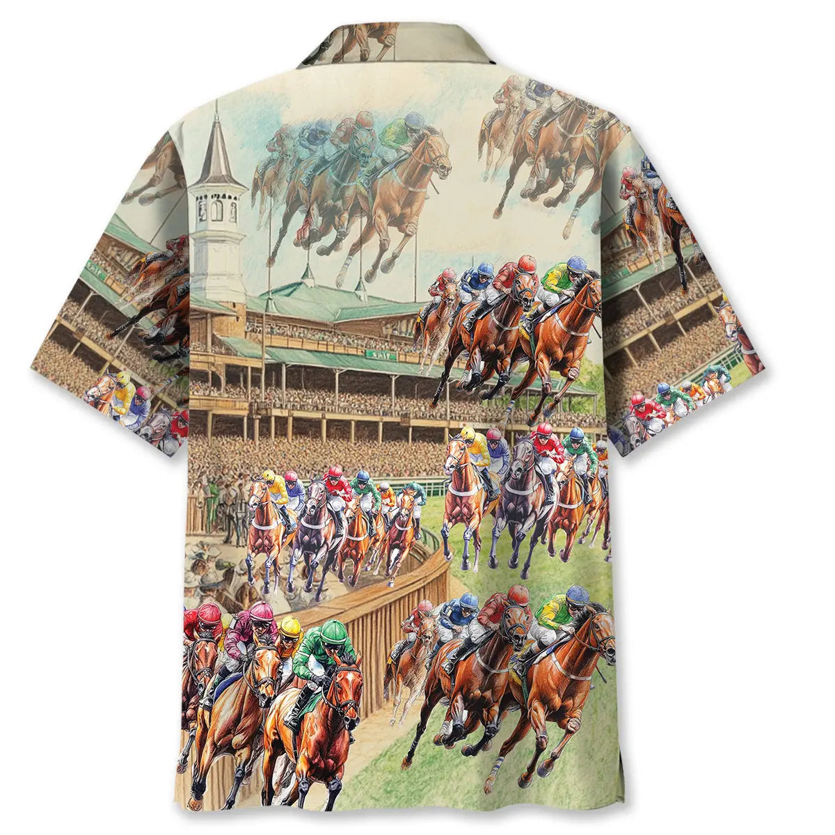 Horse Racing Vintage Stadium Hawaiian Shirt