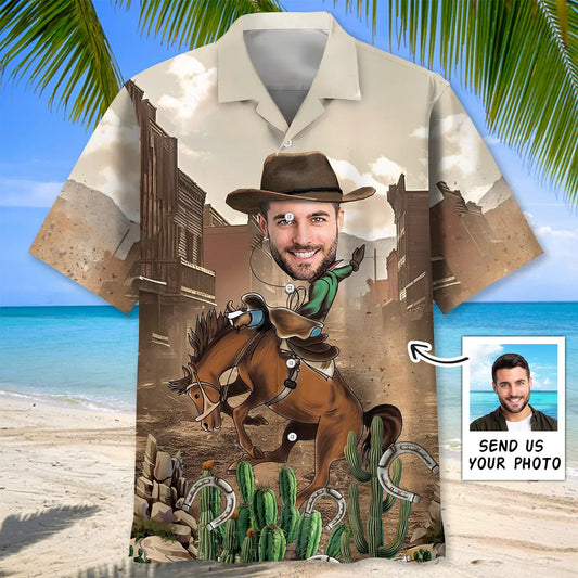 Hawaiian Shirt / Adults / S Horse Rodeo Western Custom Photo Hawaiian Shirt