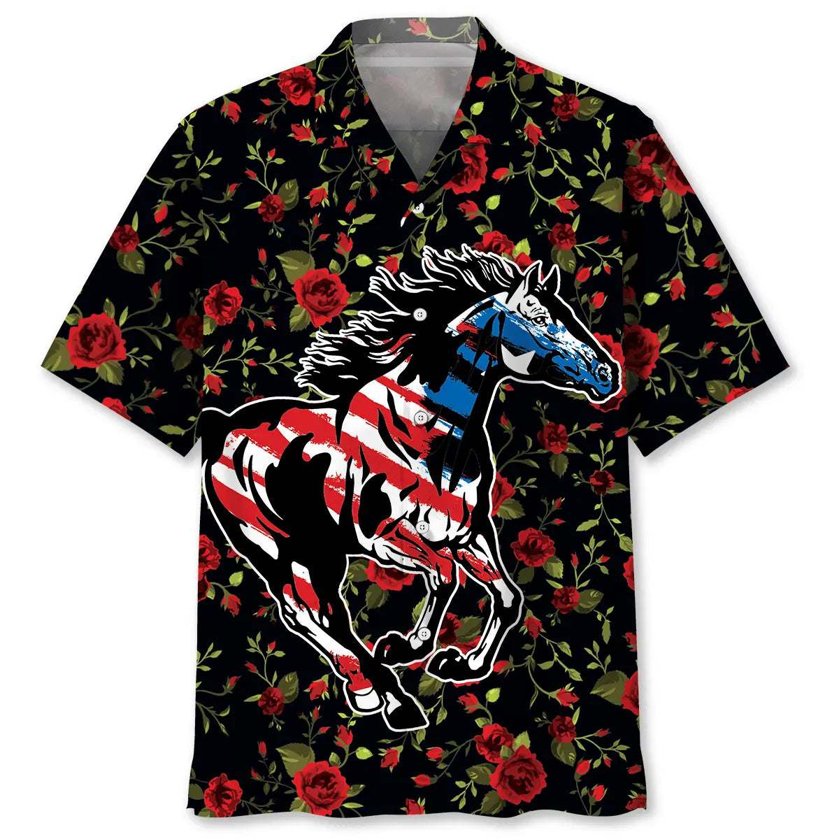 Hawaiian Shirt / Adults / S Horse Roses Hawaiian Shirt