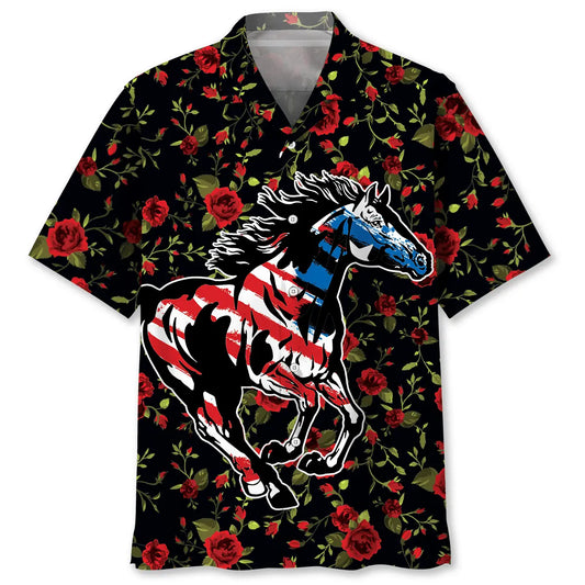 Hawaiian Shirt / Adults / S Horse Roses Hawaiian Shirt