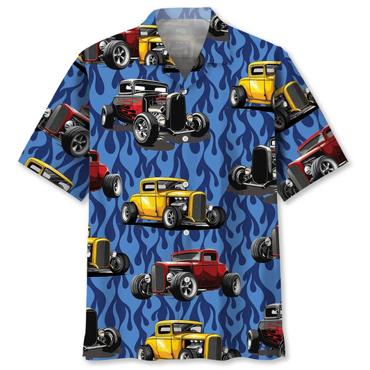 Hawaiian Shirt / Adults / S Hot Rod Blue Fire Hawaiian Shirt