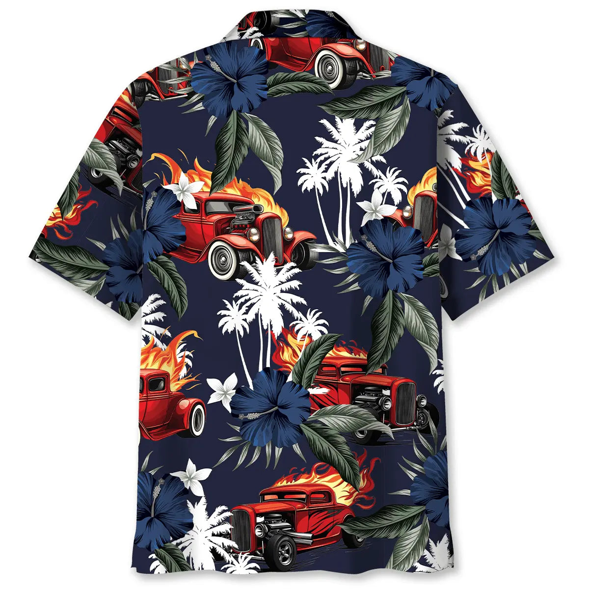 Hot Rod Fire Blue Tropical Hawaiian Shirt