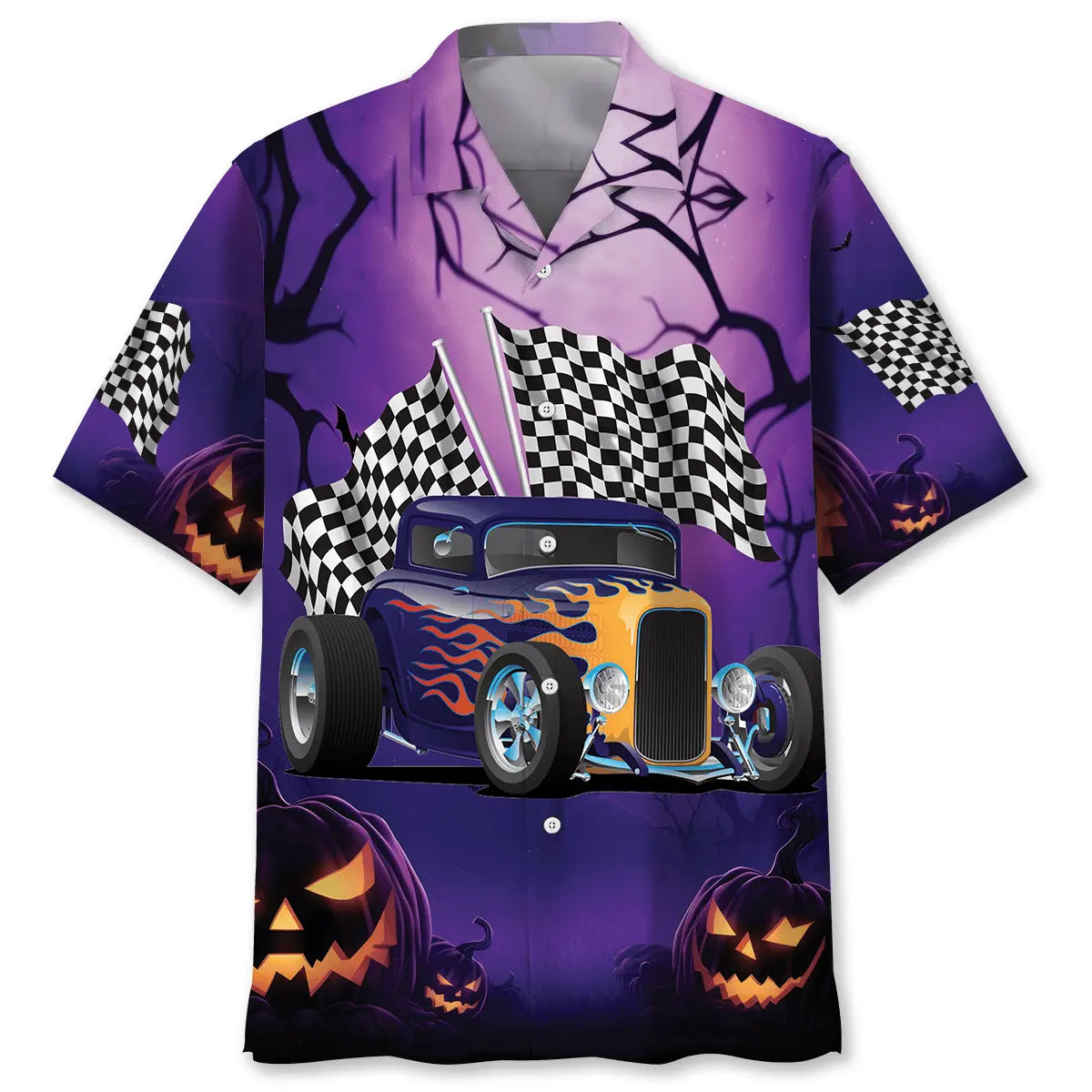 Hawaiian Shirt / Adults / S Hot Rod Racing Halloween Night Hawaiian Shirt