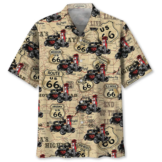 Hawaiian Shirt / Adults / S Hot Rod Racing Route 66 Hawaiian Shirt