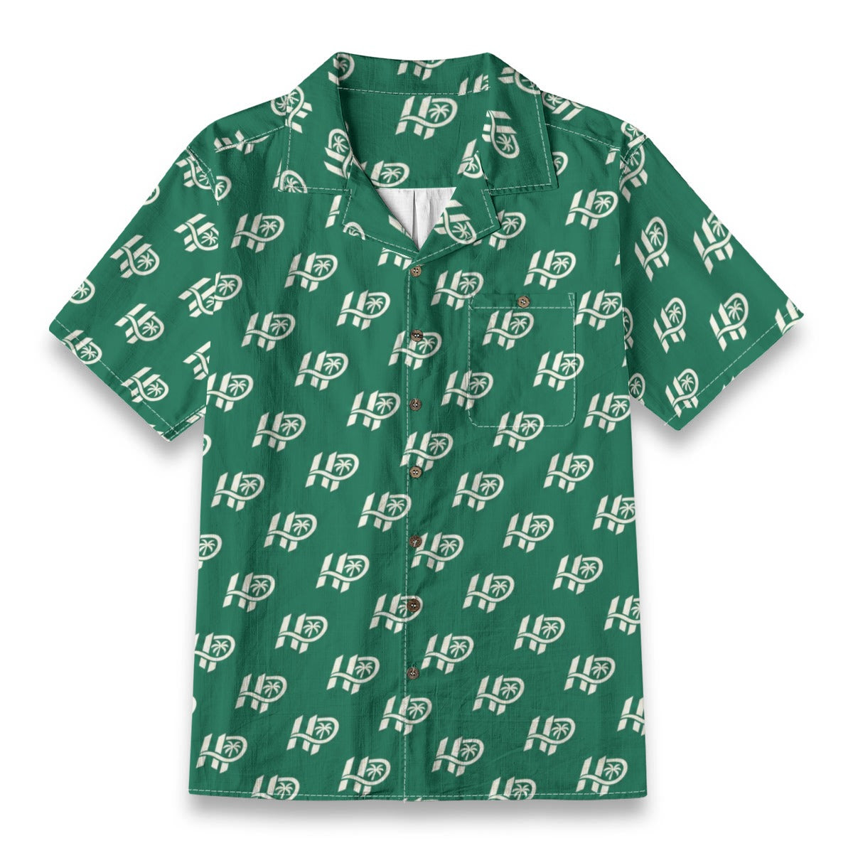 Men's HP Signature Monogram Hawaiian Shirt – Emerald & Cream