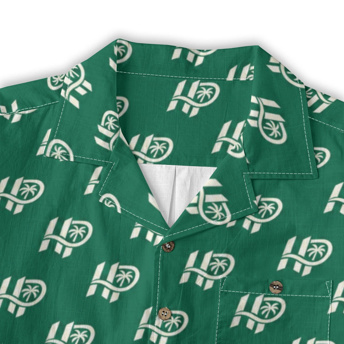 Men's HP Signature Monogram Hawaiian Shirt – Emerald & Cream