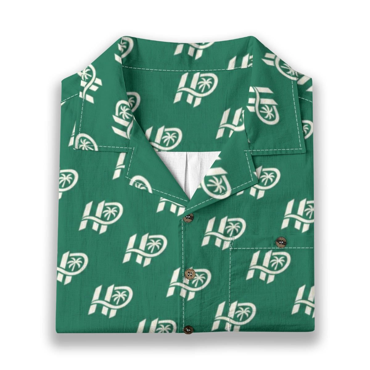 Men's HP Signature Monogram Hawaiian Shirt – Emerald & Cream