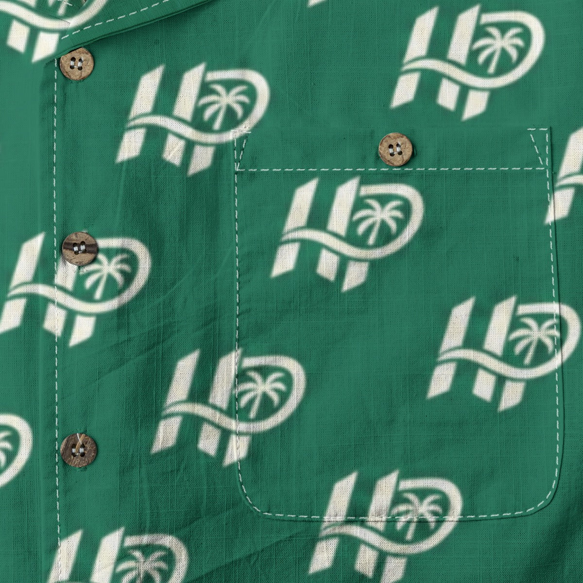 Women's HP Signature Monogram Hawaiian Shirt – Emerald & Cream