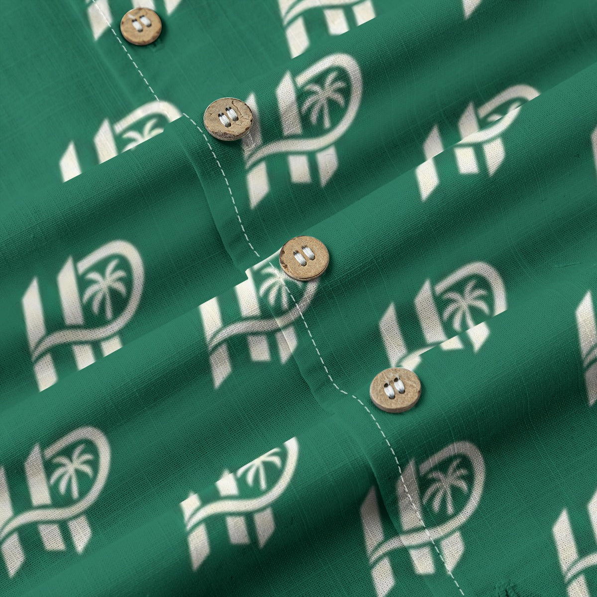 Men's HP Signature Monogram Hawaiian Shirt – Emerald & Cream