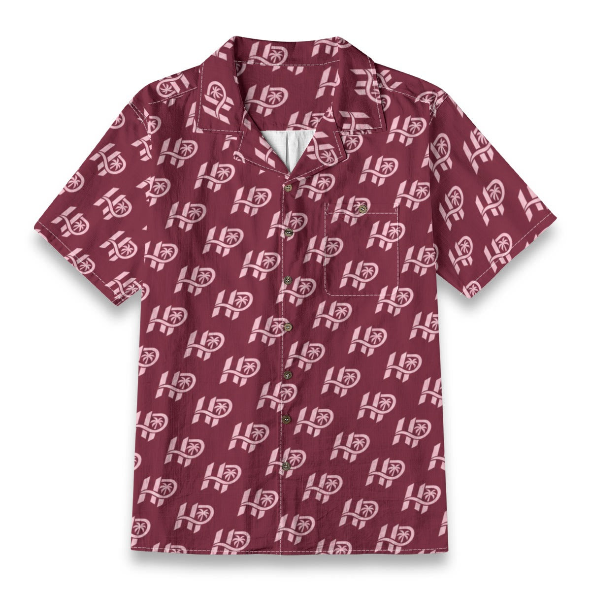 Men's HP Signature Monogram Hawaiian Shirt – Burgundy & Blush