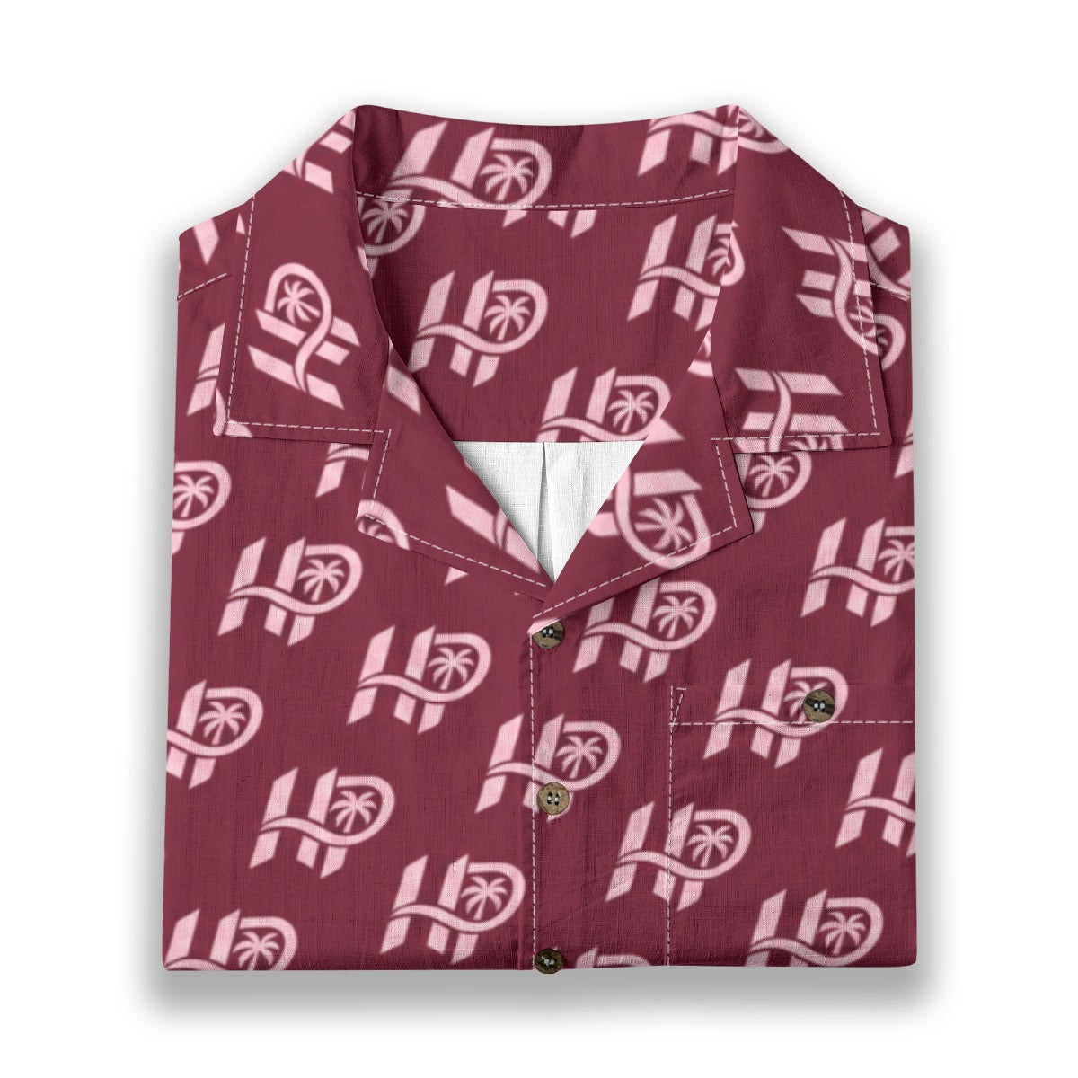 Women's HP Signature Monogram Hawaiian Shirt – Burgundy & Blush