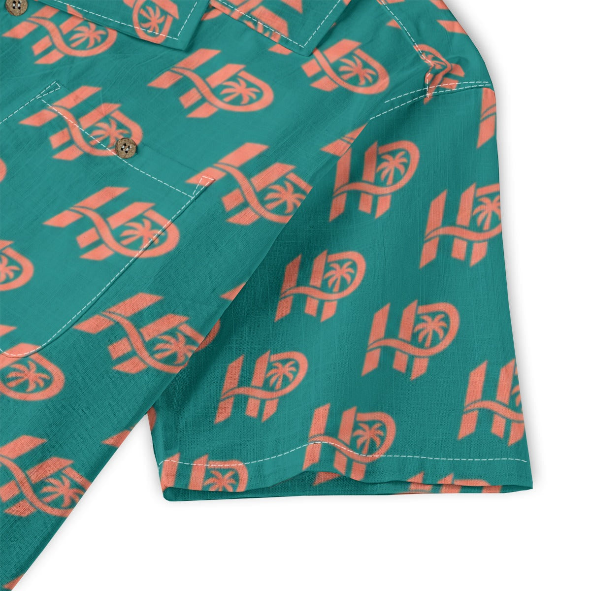 Women's HP Signature Monogram Hawaiian Shirt – Teal & Coral