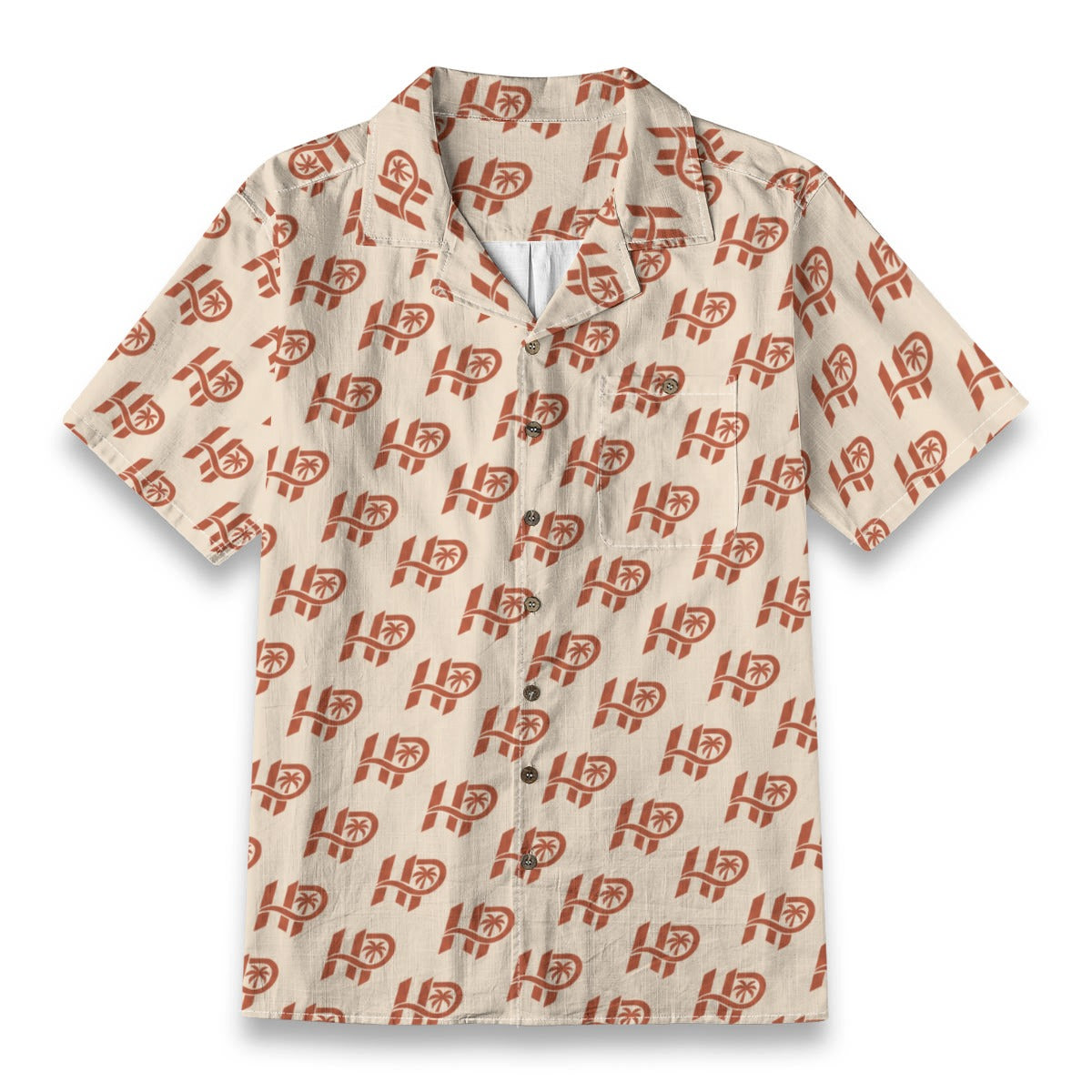 Men's HP Signature Monogram Hawaiian Shirt – Ivory & Terracotta
