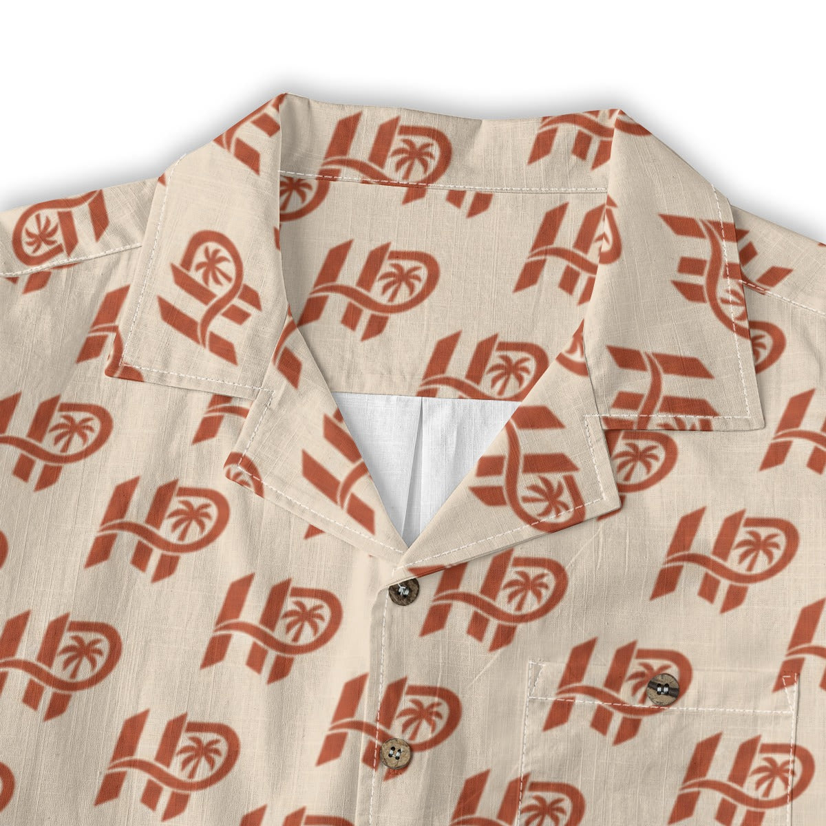 Men's HP Signature Monogram Hawaiian Shirt – Ivory & Terracotta