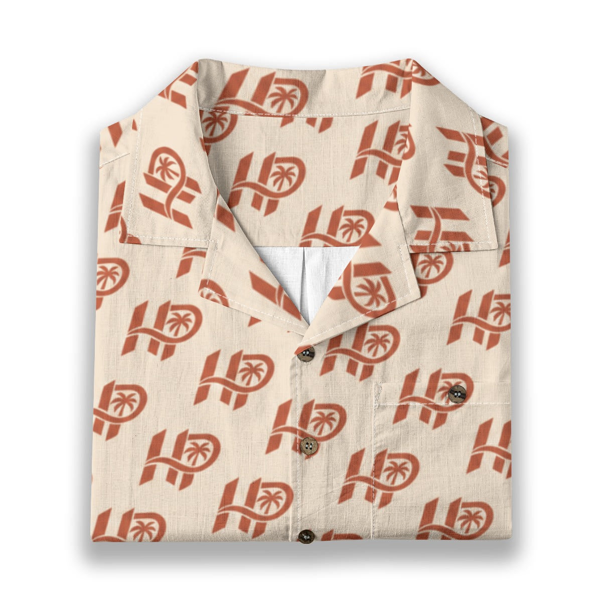Men's HP Signature Monogram Hawaiian Shirt – Ivory & Terracotta