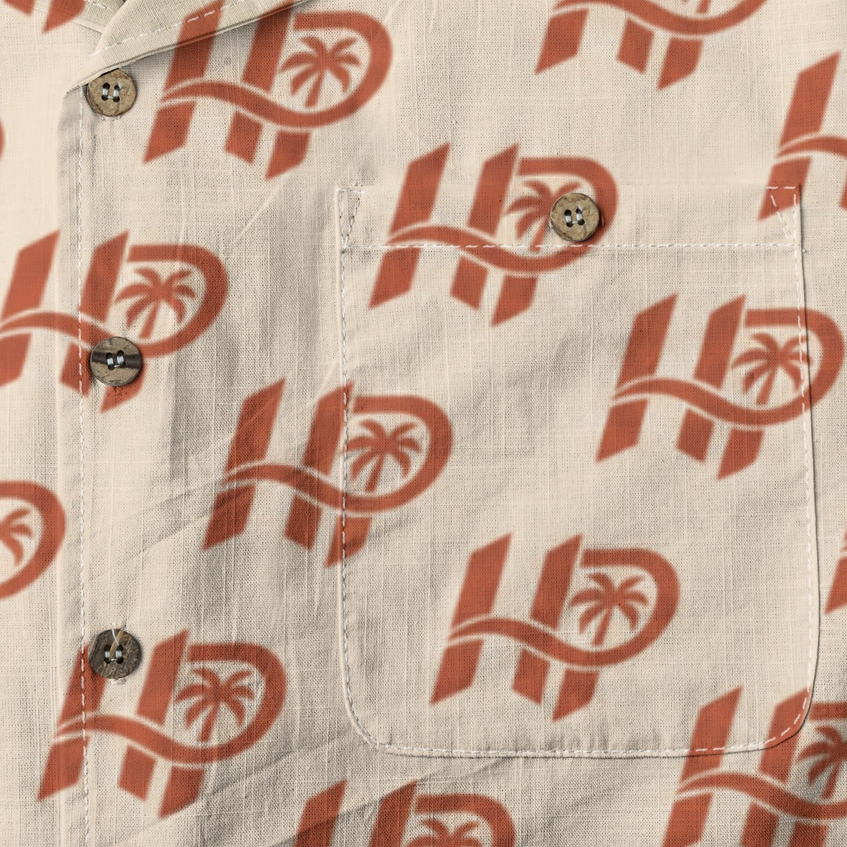 Men's HP Signature Monogram Hawaiian Shirt – Ivory & Terracotta