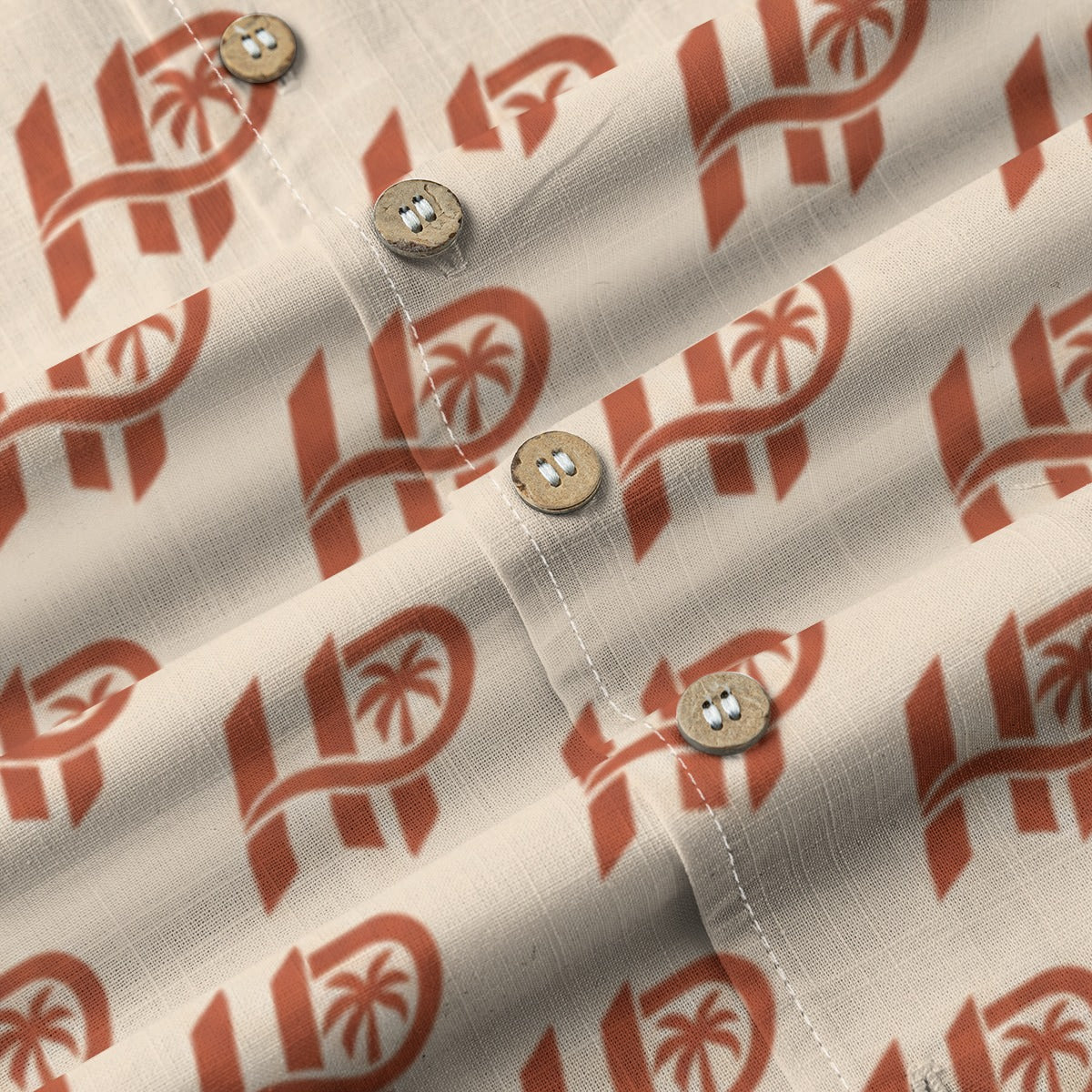 Men's HP Signature Monogram Hawaiian Shirt – Ivory & Terracotta