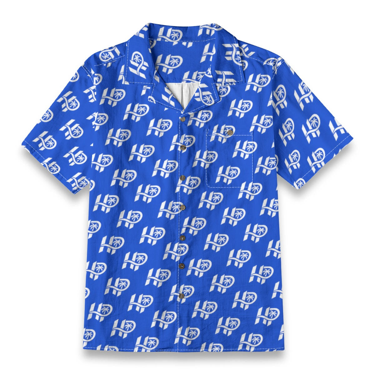 Women's HP Signature Monogram Hawaiian Shirt – Royal Blue & White