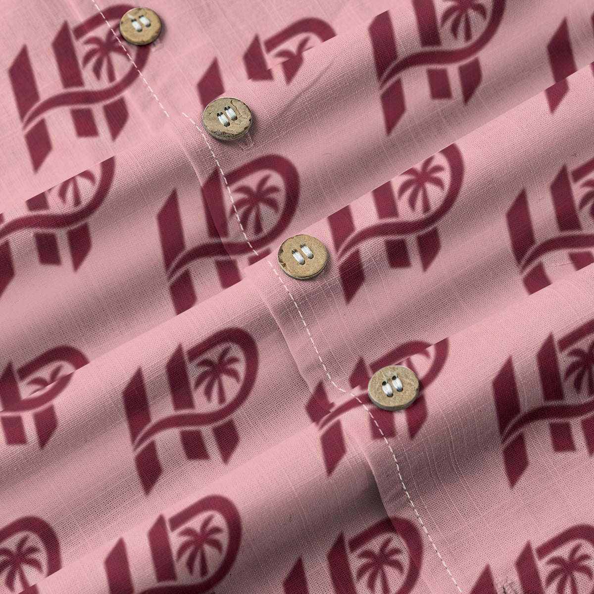 Women's HP Signature Monogram Hawaiian Shirt – Blush & Burgundy