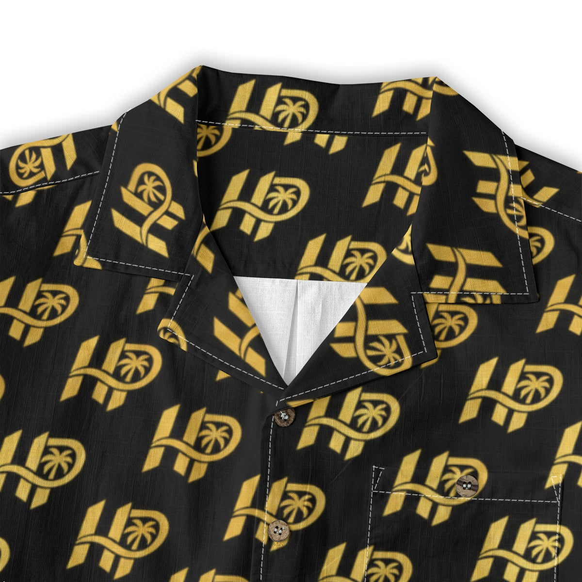 Men's HP Signature Monogram Hawaiian Shirt – Black & Gold
