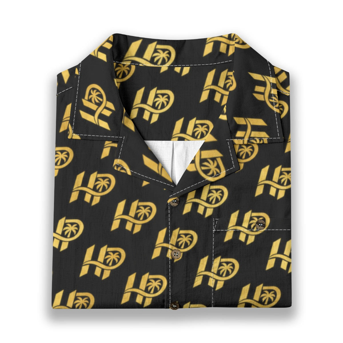 Men's HP Signature Monogram Hawaiian Shirt – Black & Gold
