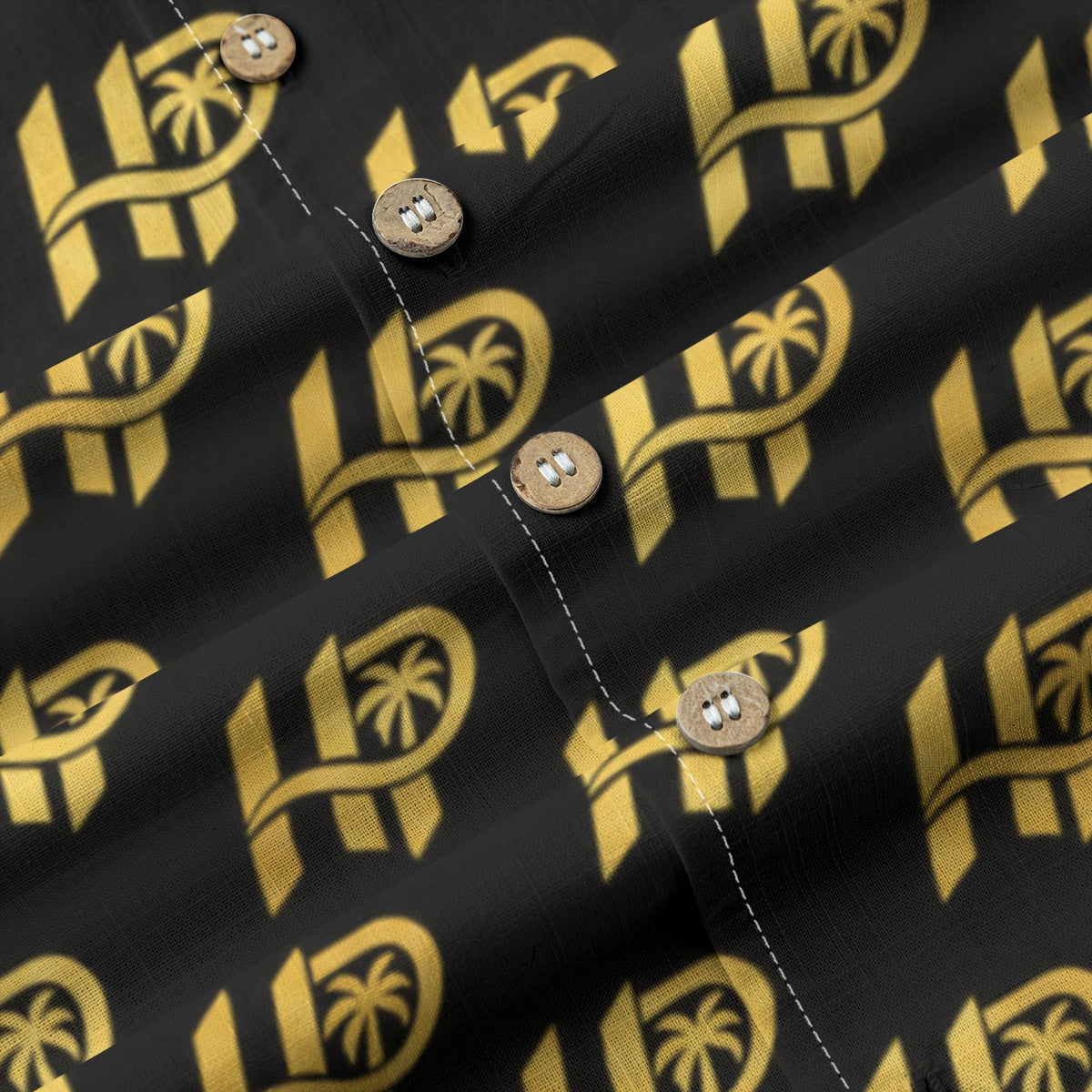 Women's HP Signature Monogram Hawaiian Shirt – Black & Gold
