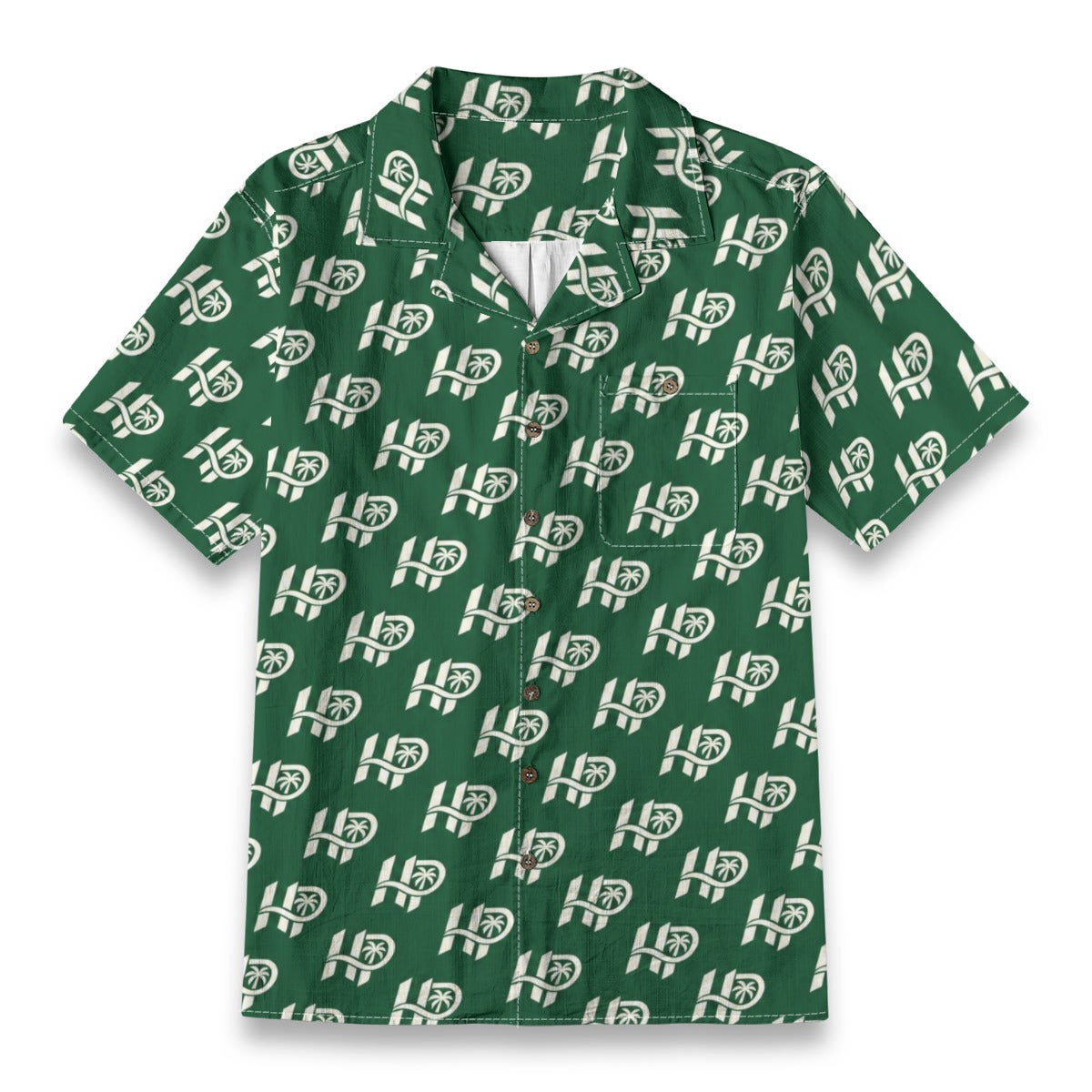 Women's HP Signature Monogram Hawaiian Shirt – Forest Green & Cream