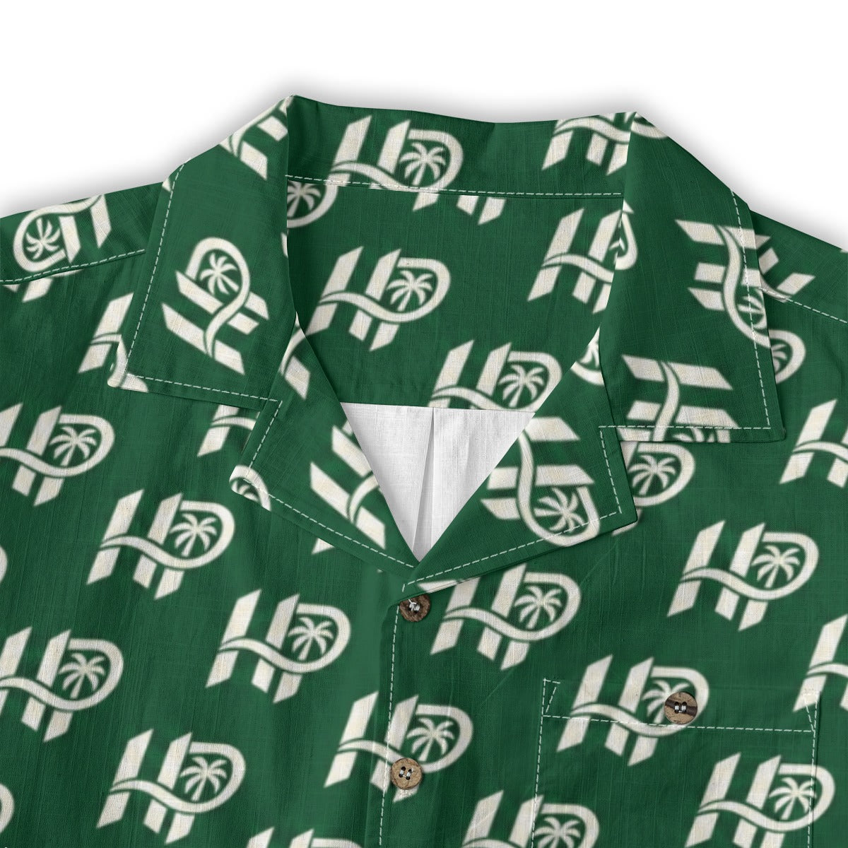 Women's HP Signature Monogram Hawaiian Shirt – Forest Green & Cream