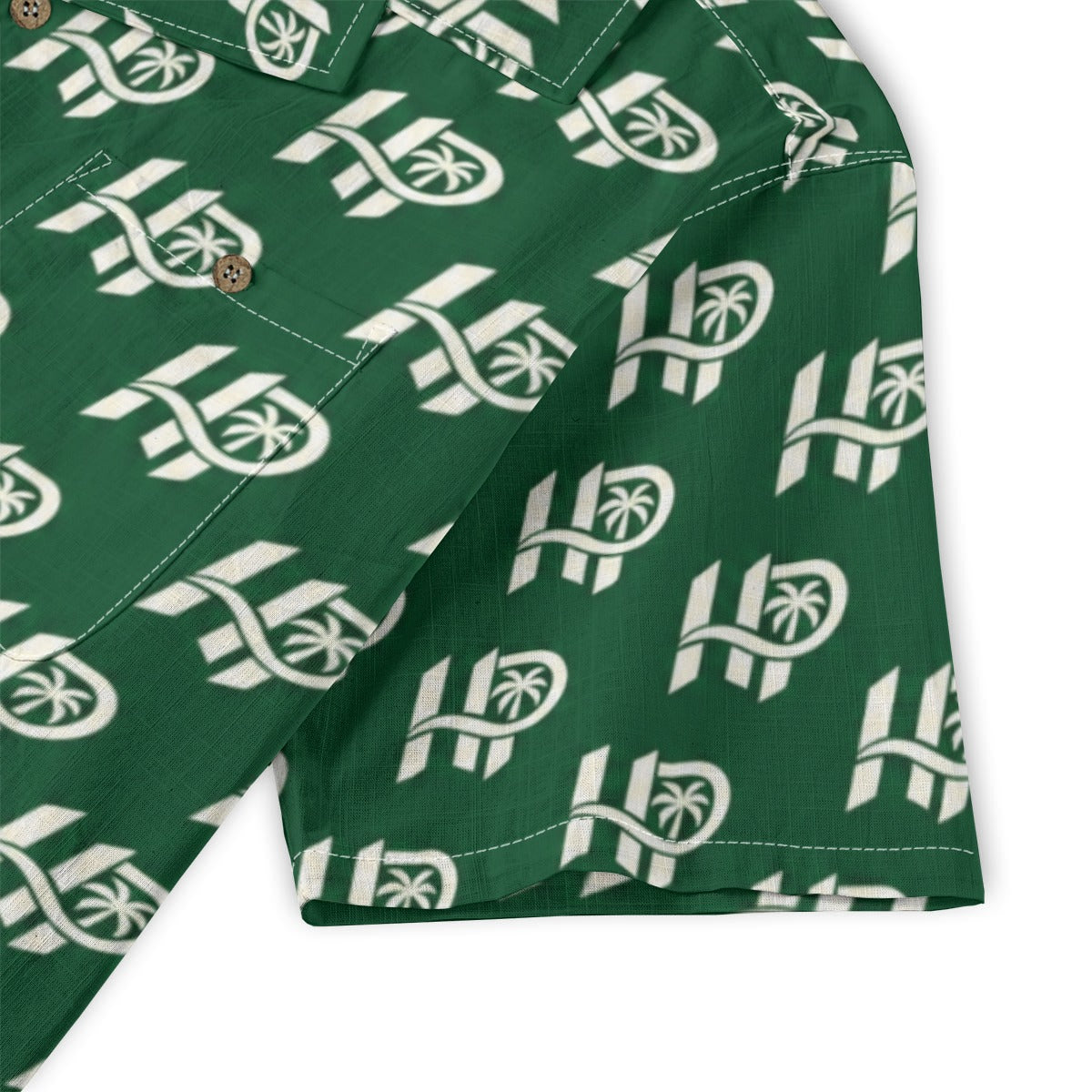 Women's HP Signature Monogram Hawaiian Shirt – Forest Green & Cream