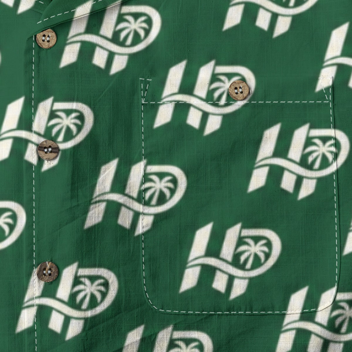 Women's HP Signature Monogram Hawaiian Shirt – Forest Green & Cream