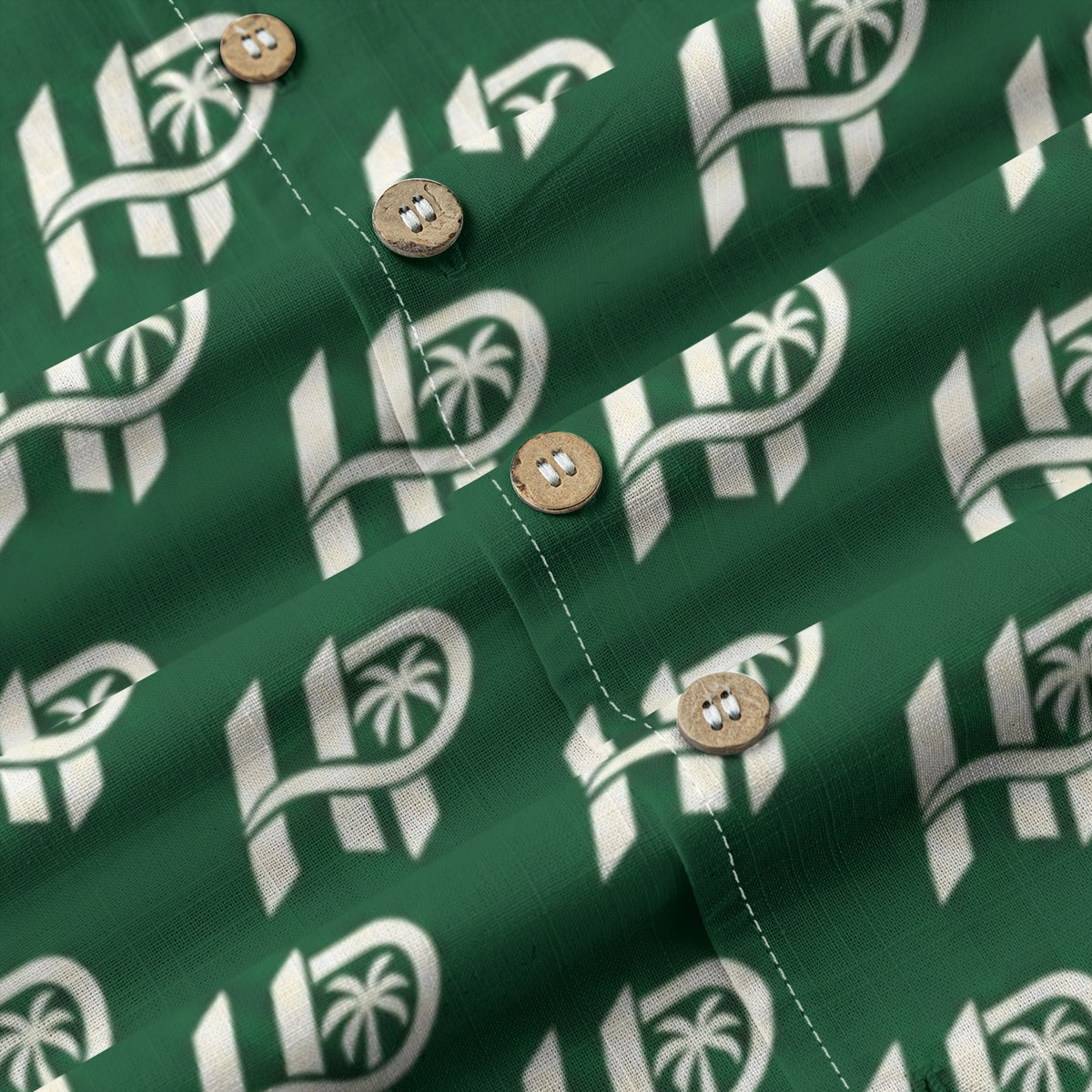 Women's HP Signature Monogram Hawaiian Shirt – Forest Green & Cream
