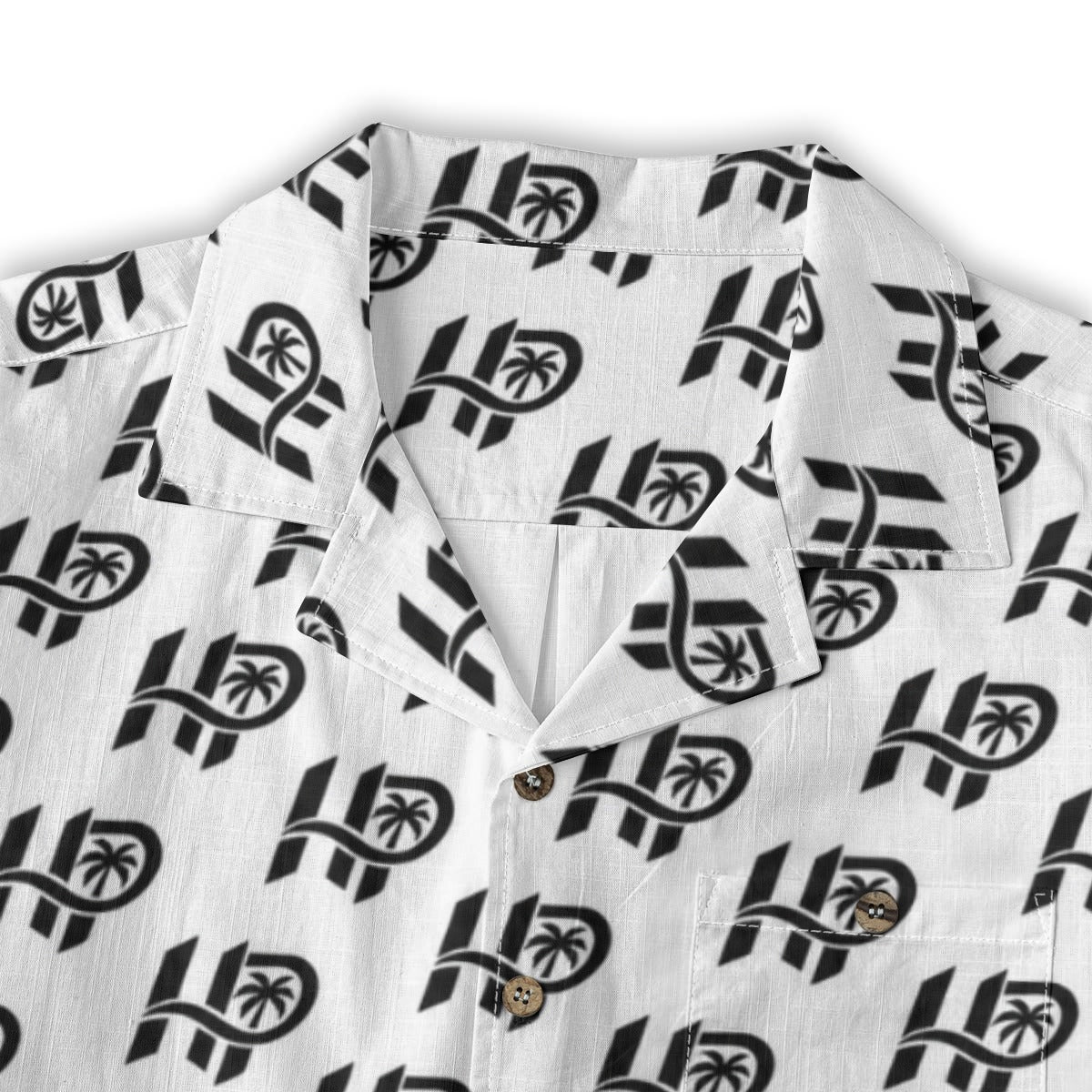 Men's HP Signature Monogram Hawaiian Shirt – White & Black