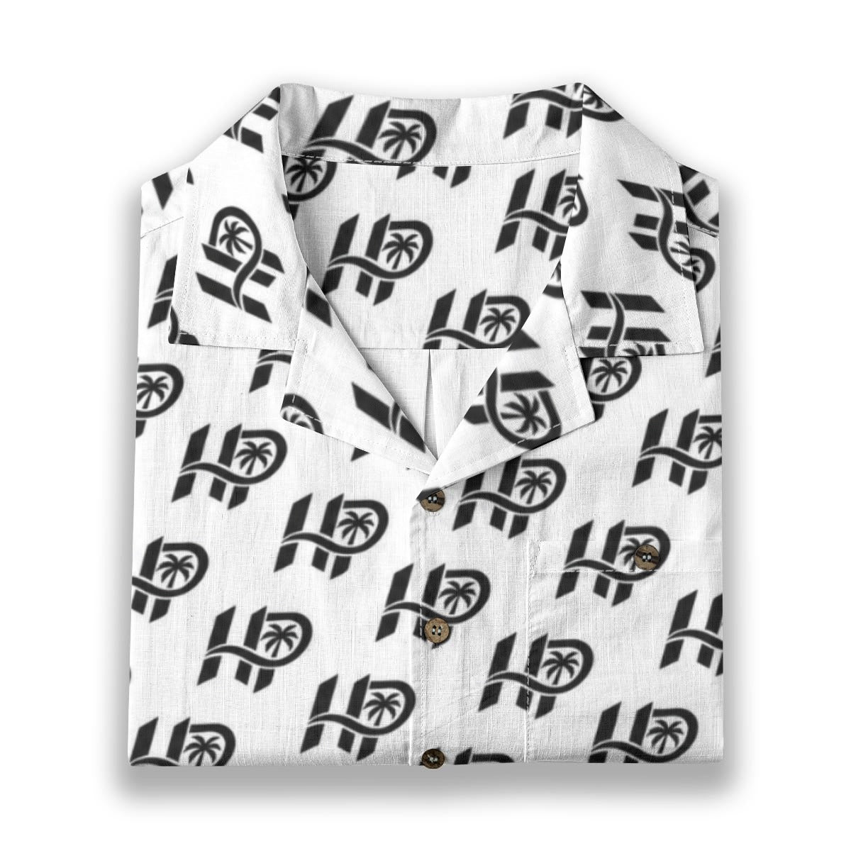 Men's HP Signature Monogram Hawaiian Shirt – White & Black