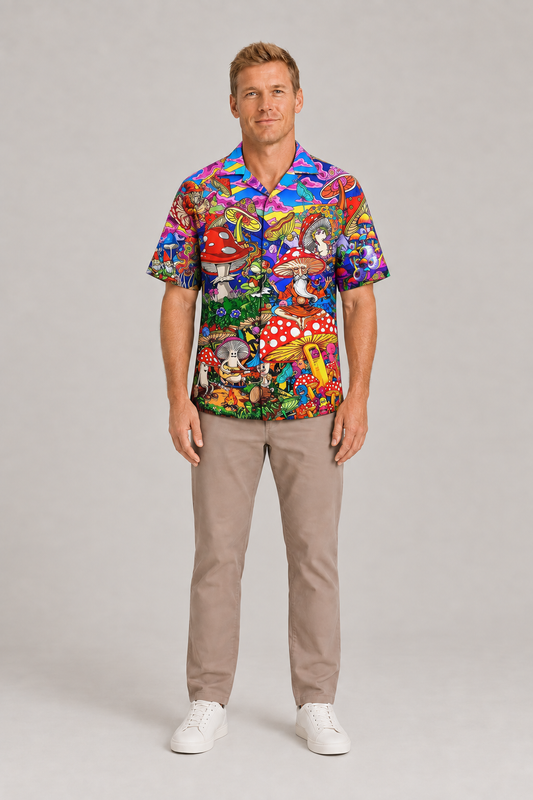 Hippie Mushroom Happy Together - Hawaiian Shirt