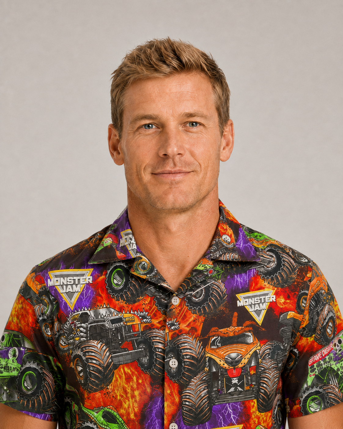 Monster Truck Packed Monster Style Trucks - Hawaiian Shirt