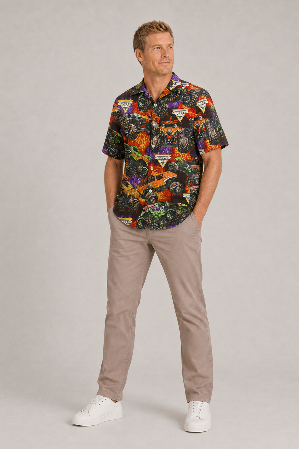 Monster Truck Packed Monster Style Trucks - Hawaiian Shirt