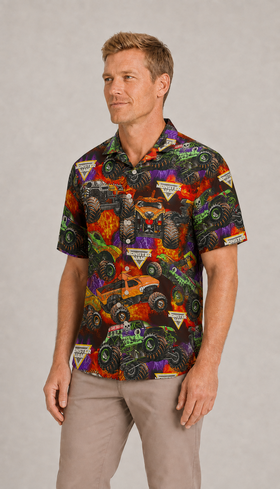 Monster Truck Packed Monster Style Trucks - Hawaiian Shirt